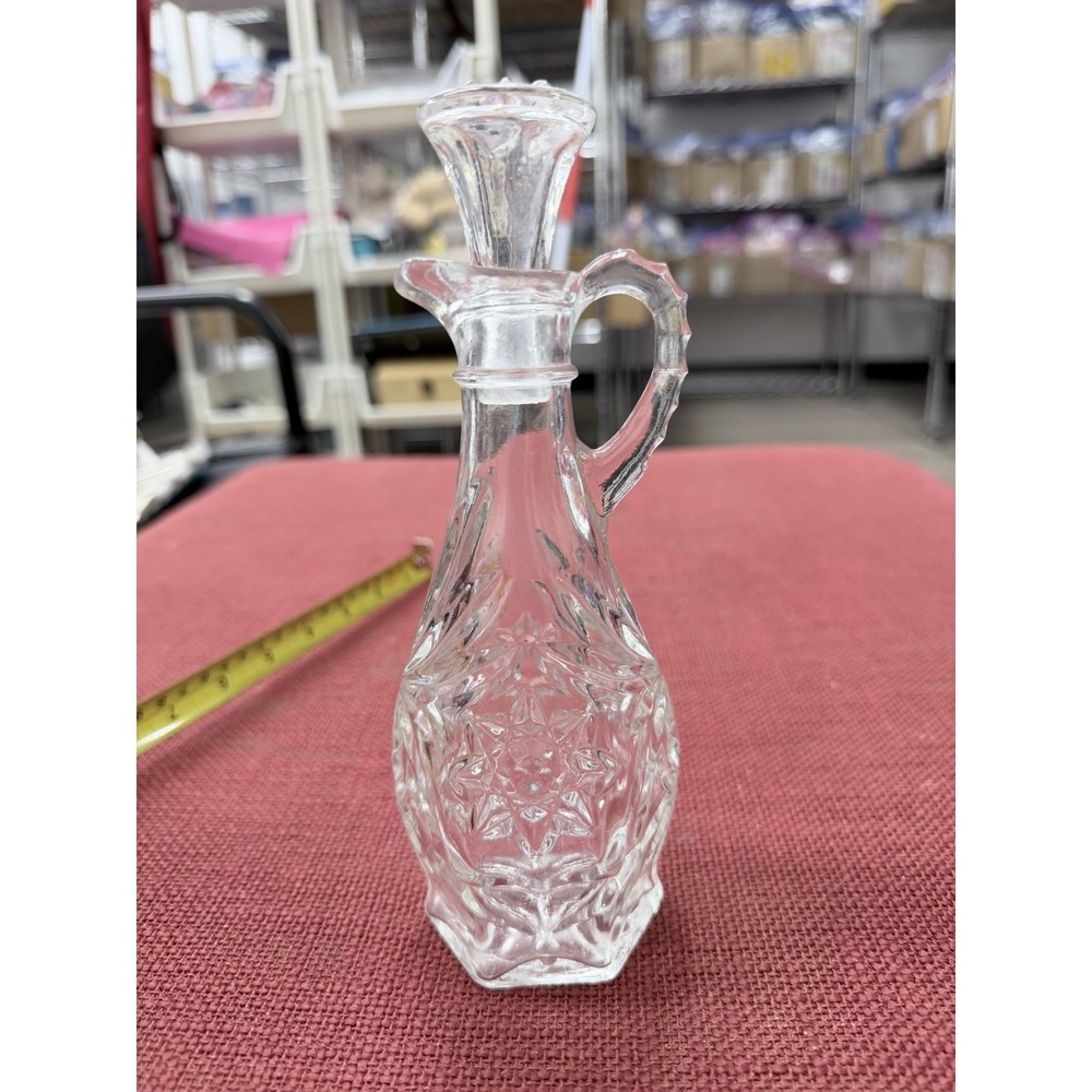 Vintage Clear Glass Anchor Hocking Star Of David Cruet Bottle